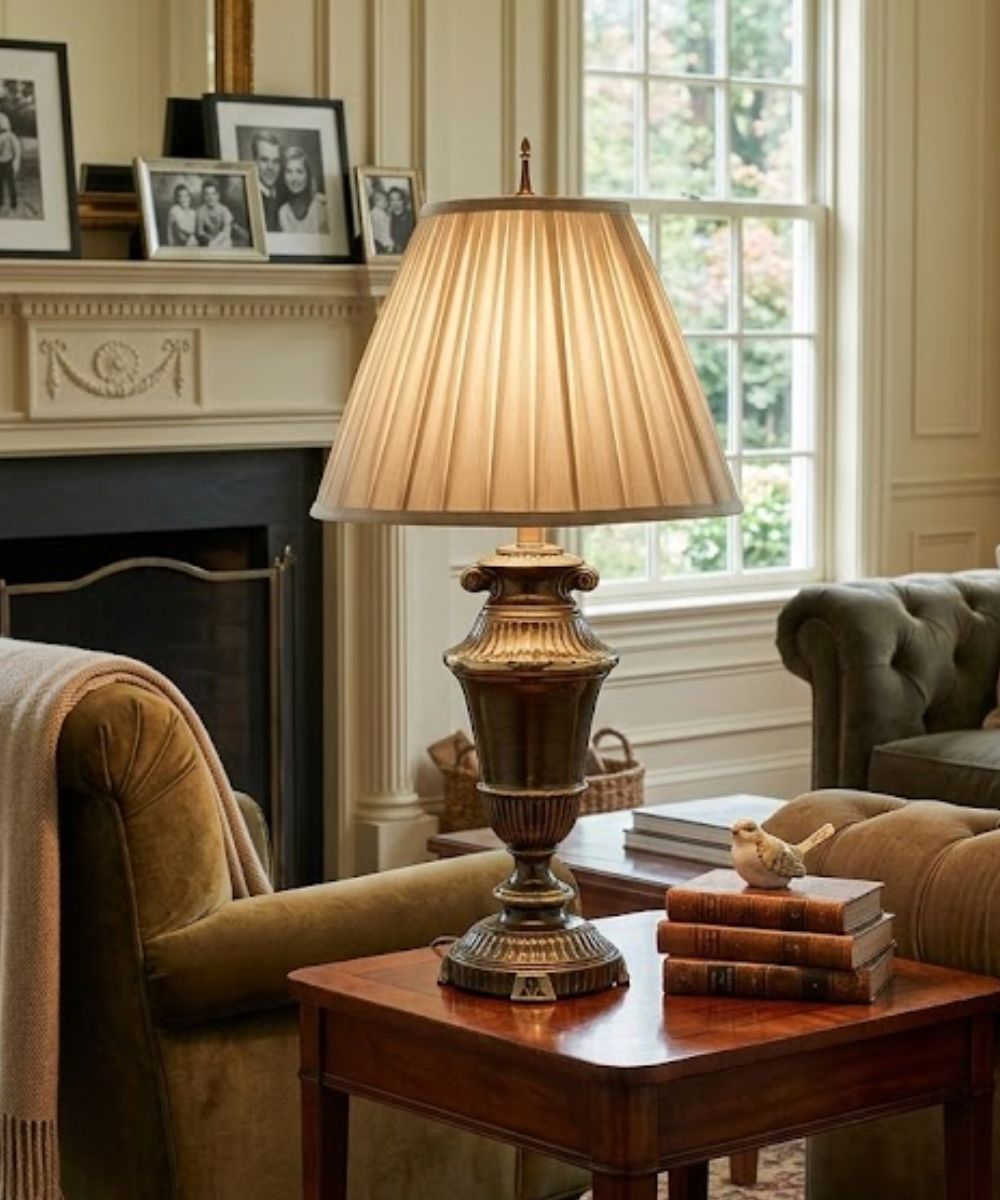 33"H 3-Way Table Lamp Roman Bronze