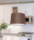 14" W 2 Light Pendant Chocolate Burlap Shade with Diffuser, White Cord