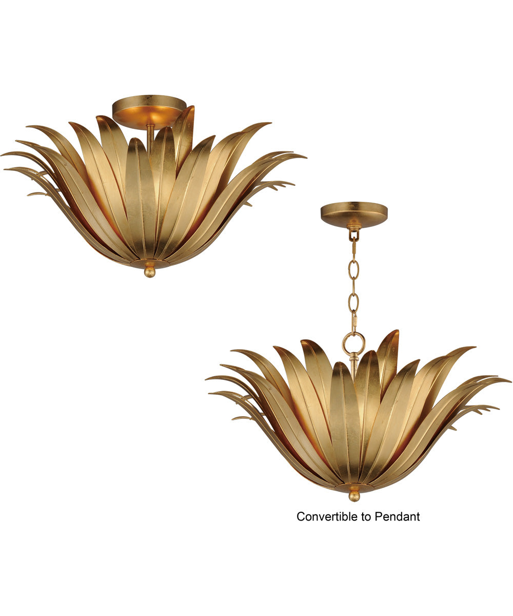 Firenze 3-Light Semi-Flush/Pendant Convertible Gold Leaf