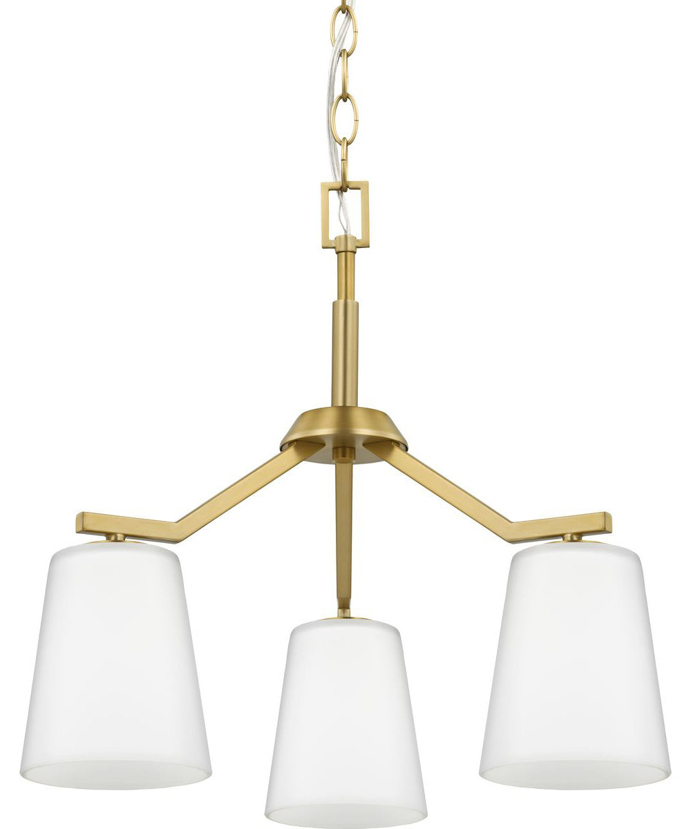 Vertex 3-Light Etched White Convertible Chandelier Brushed Gold