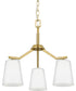 Vertex 3-Light Etched White Convertible Chandelier Brushed Gold