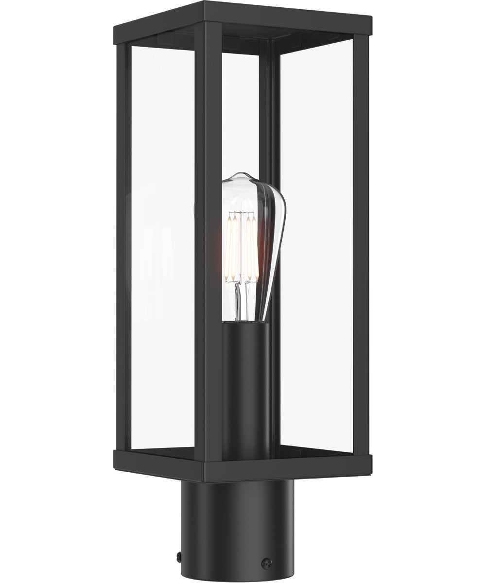 Ryle 1-Light Post Mount Lantern with Clear Glass Panels Matte Black