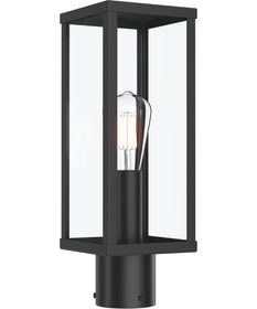Ryle 1-Light Post Mount Lantern with Clear Glass Panels Matte Black