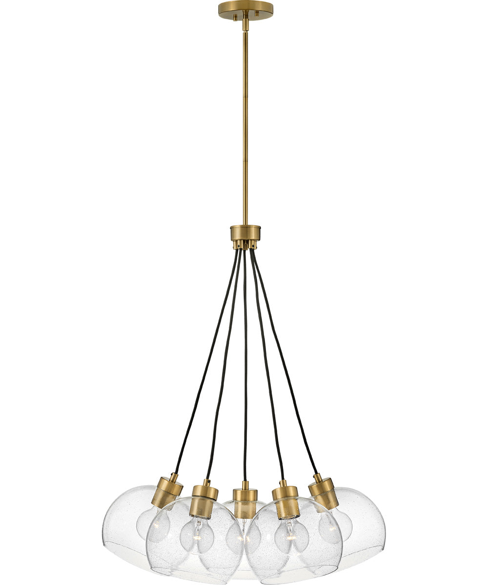 Rumi 1-Light Small Single Tier Chandelier in Lacquered Brass