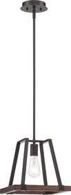 12"W Outrigger 1-Light Pendant Mahogany Bronze / Nutmeg Wood