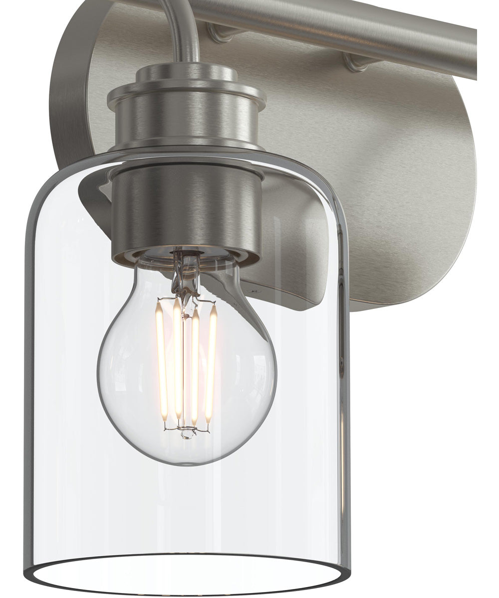 Reines 2-Light Bath Vanity with Clear Glass Shades Brushed Nickel