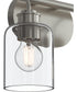 Reines 2-Light Bath Vanity with Clear Glass Shades Brushed Nickel