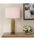 Table Lamp with Transparent Olive Green Glsas and Brass Plated Accents