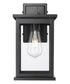 11"H Bowton II Outdoor Wall Light - Dusk to Dawn Matte Black Finish with Glass Shade by Millennium Lighting