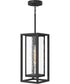 Shaw 17 Inch 1 Light Outdoor Pendant with Clear Glass Textured Black
