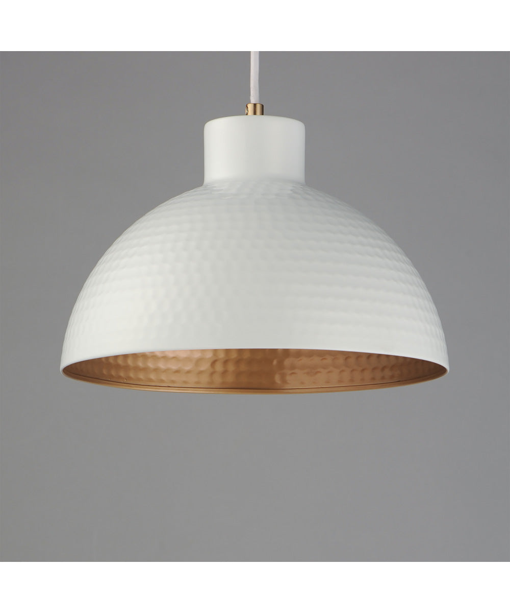Rockport 12 inch 1-Light Pendant White/Natural Aged Brass