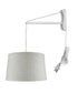 16"W MAST Plug-In Wall Mount Pendant 2 Light White Cord/Arm with Diffuser Textured Oatmeal Shade