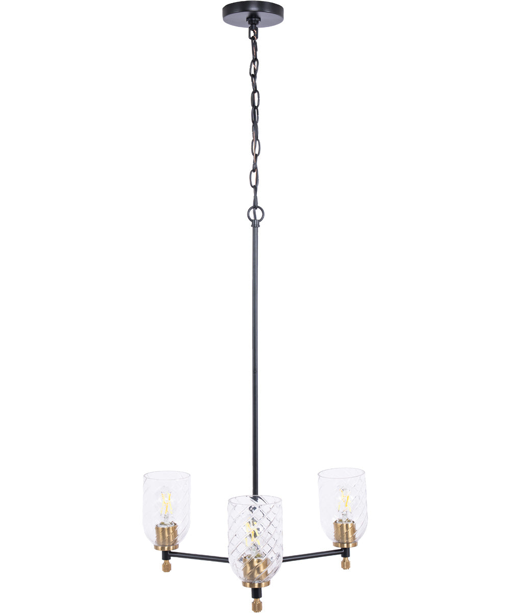 Council 3-Light Lighting Flat Black/Satin Brass