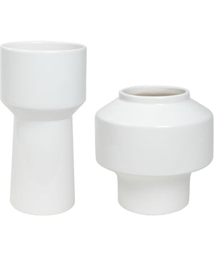 Illumina Abstract White Vases, Set of 2