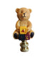 Teddy Bear Decorative Lamp Finial Antique Brass Base, 2.75"h