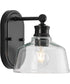 Singleton 1-Light 7.62" Farmhouse Vanity Light with Clear Glass Shade Matte Black