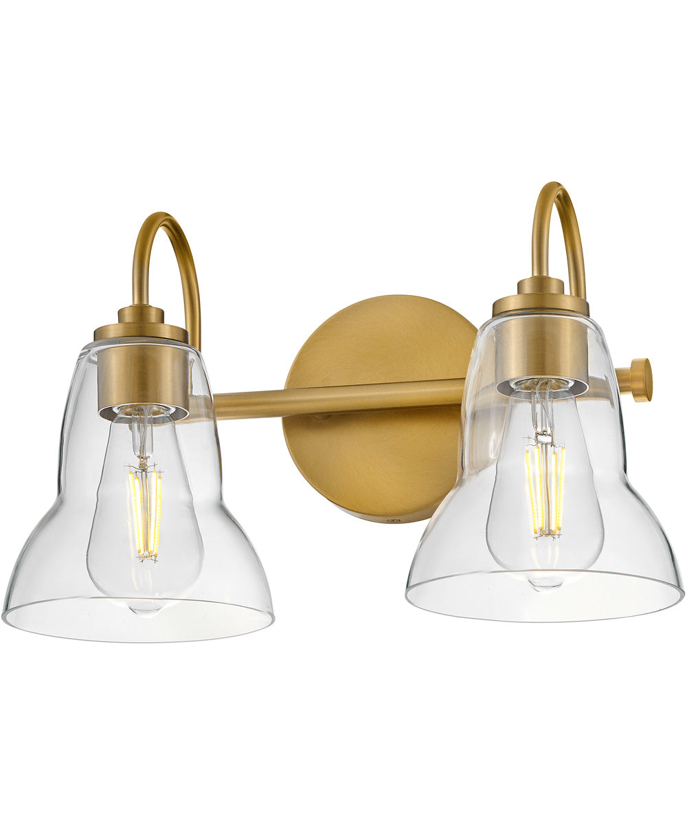 Vera 2-Light Small Two Light Vanity in Lacquered Brass