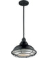 12"W Newbridge 1-Light Pendant Gloss Black / Silver