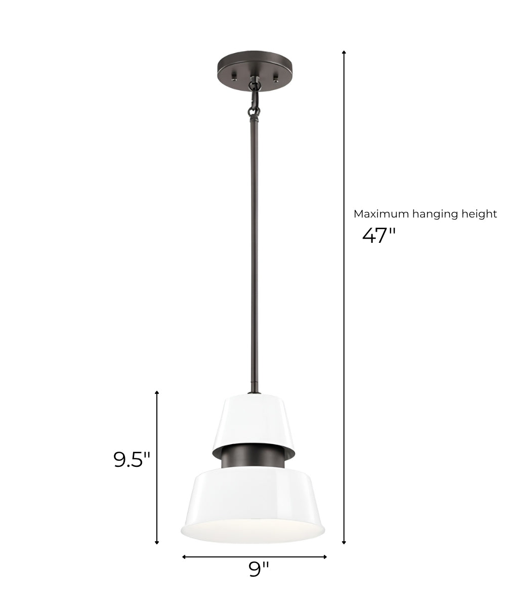 Lozano 9"W 1-Light White Finish Metal Cone Shade Indoor/Outdoor Pendant Light by Kichler