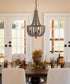 Dumas 16"W 3-Light Golden Bronze Finish Distressed Gray Wood Bead Chandelier by KenroyHome