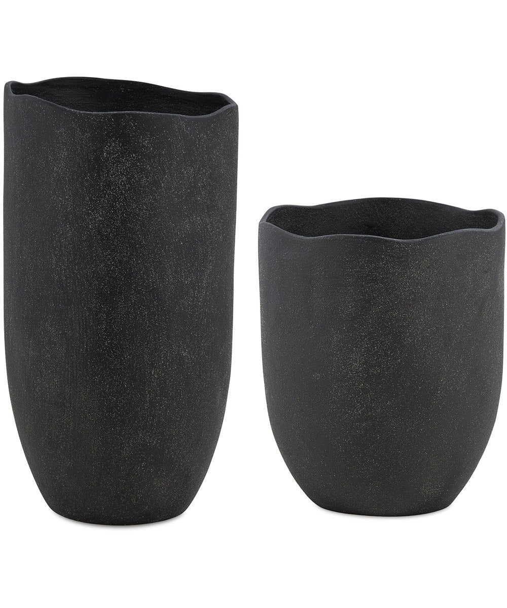 Komorebi Indoor-Outdoor Black Vases Set of 2
