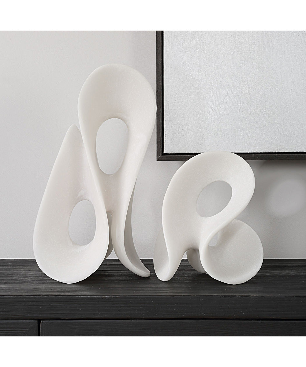 Silent Wave White Sculptures Set of 2