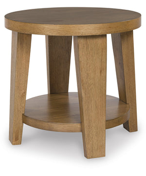 Kristiland Round End Table Light Brown