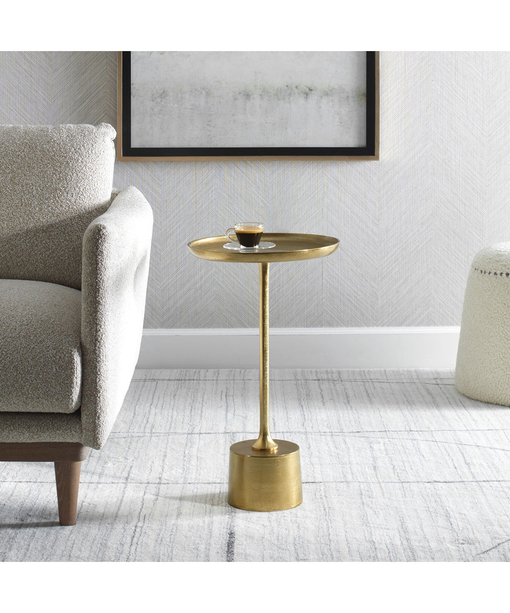 Round Accent Table in Raw Antiqued Brass
