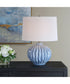 1-Light Table Lamp with Flowing Ceramic Texture in Light Blue and Antique Brass