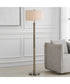 Floor Lamp in Antique Brass with Off-White Linen
