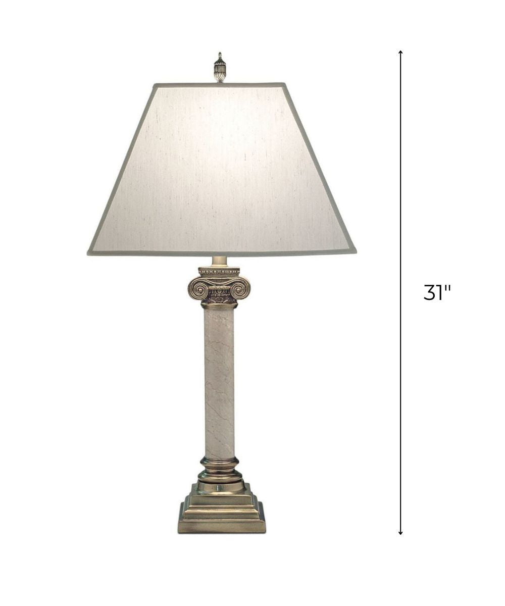 31"H 3-Way Table Lamp Burnished Brass/Botticino