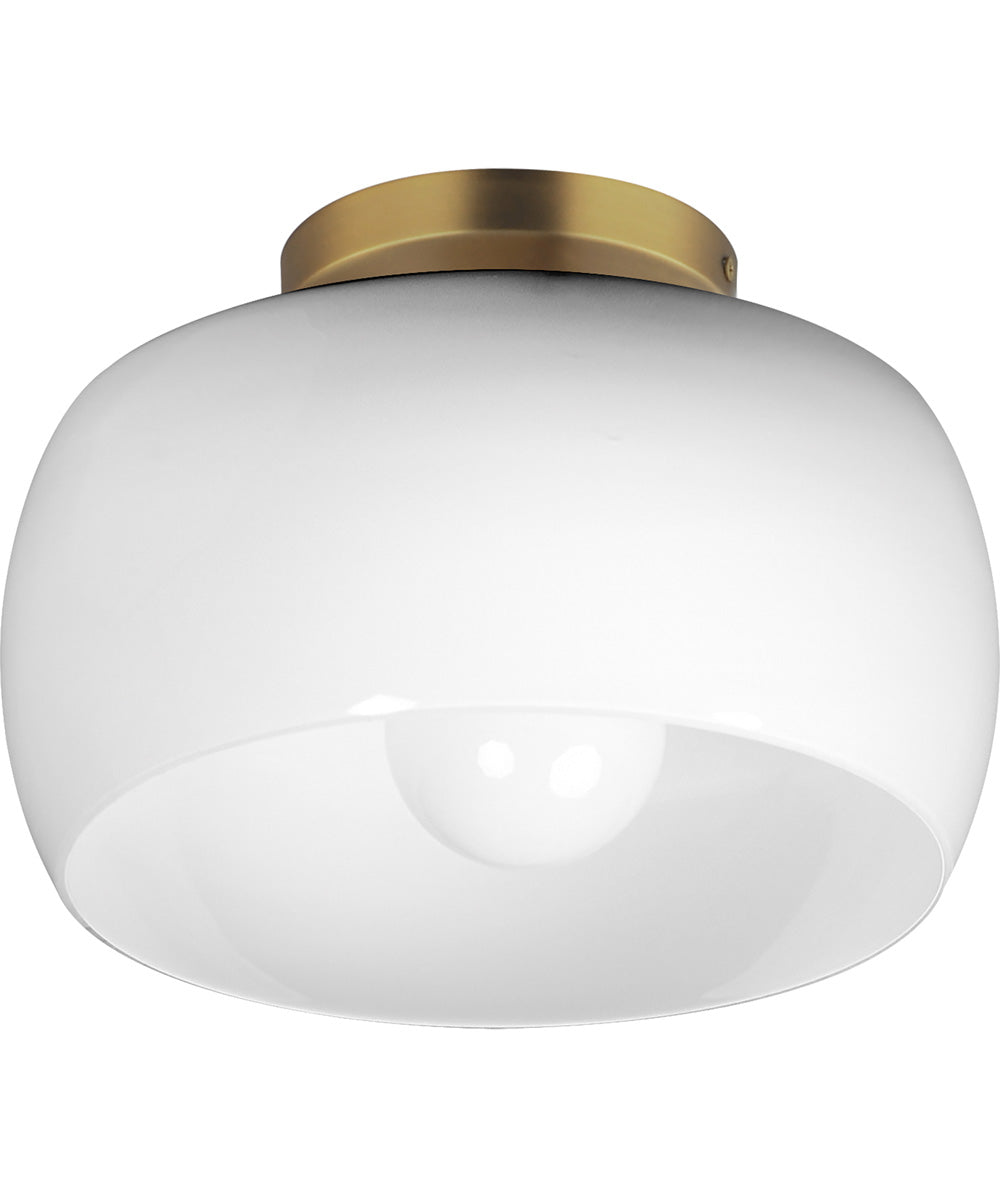 Glazed Flush Mount White/Natural Aged Brass