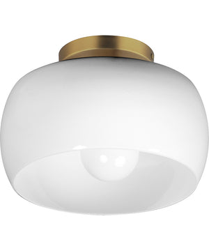 Glazed Flush Mount White/Natural Aged Brass