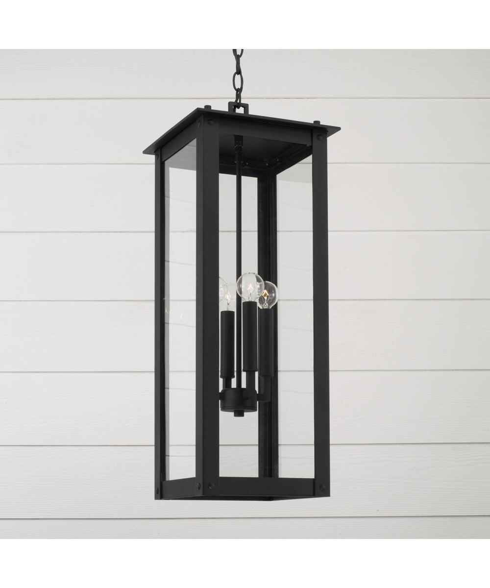 Hunt 4-Light Outdoor Hanging-Lantern Black