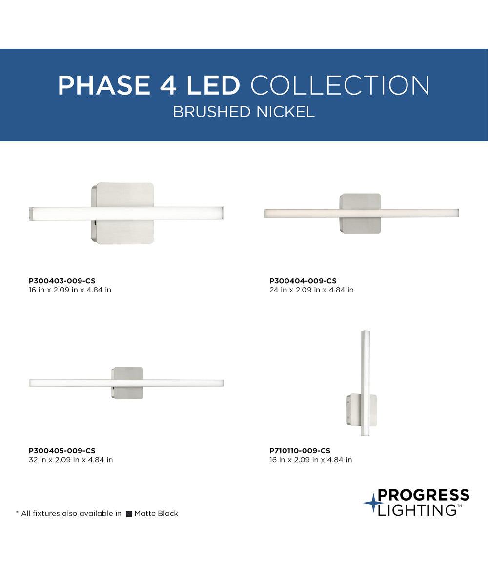 Phase 4 32 in. Large Modern Integrated 3CCT Integrated LED Linear Vanity Light Brushed Nickel