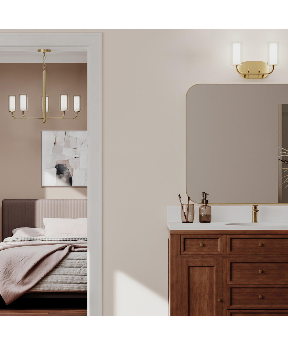 Mack 2-Light Vanity Light with Layered Glass Shades Brushed Gold