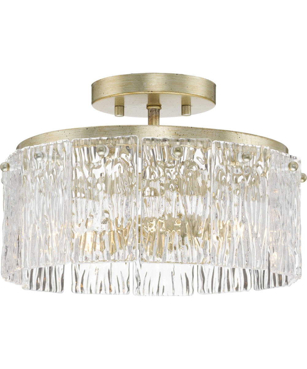 Chevall 2-Light 12.62 in. Modern Organic Flush Mount Light Gilded Silver