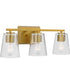 Vertex 3-Light Clear Glass Contemporary Bath Light Brushed Gold