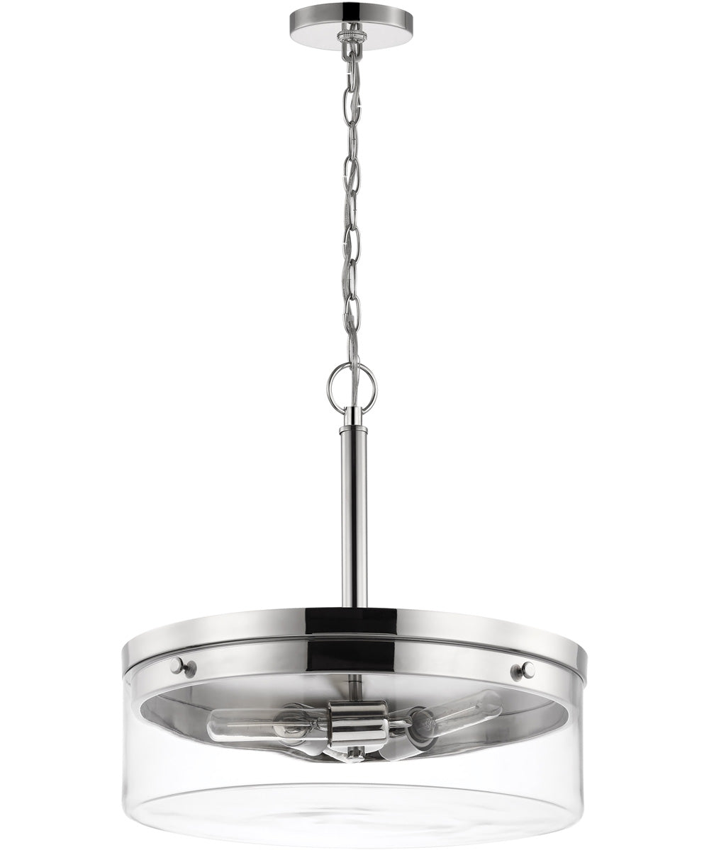 Intersection 3-Light Pendant Polished Nickel