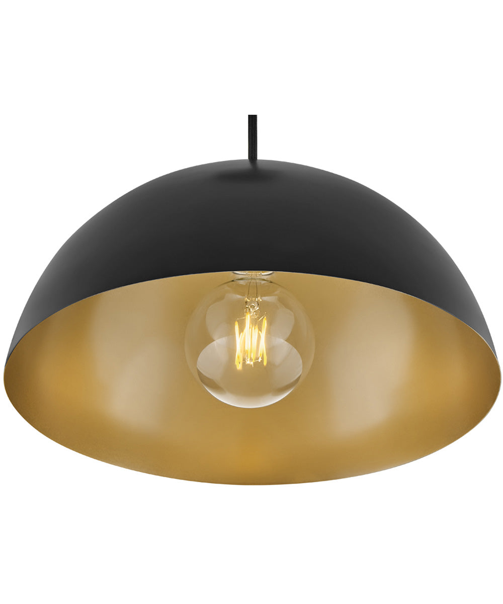 Lou 1-Light Medium Single Light Pendant in Black
