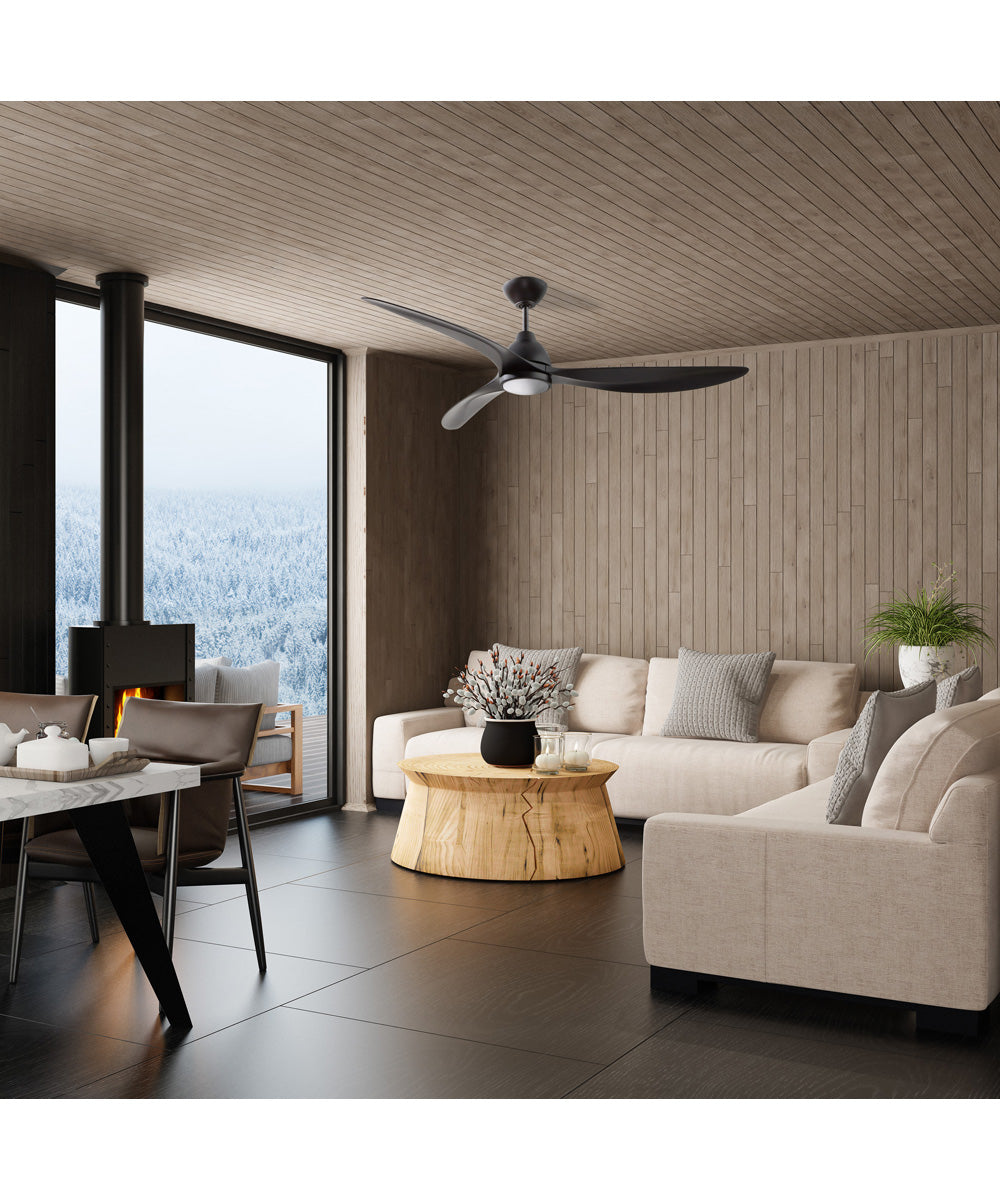 Frazier 56" 3-blade Indoor/ Outdoor Damp Rated Ceiling Fan Fan Flat Black