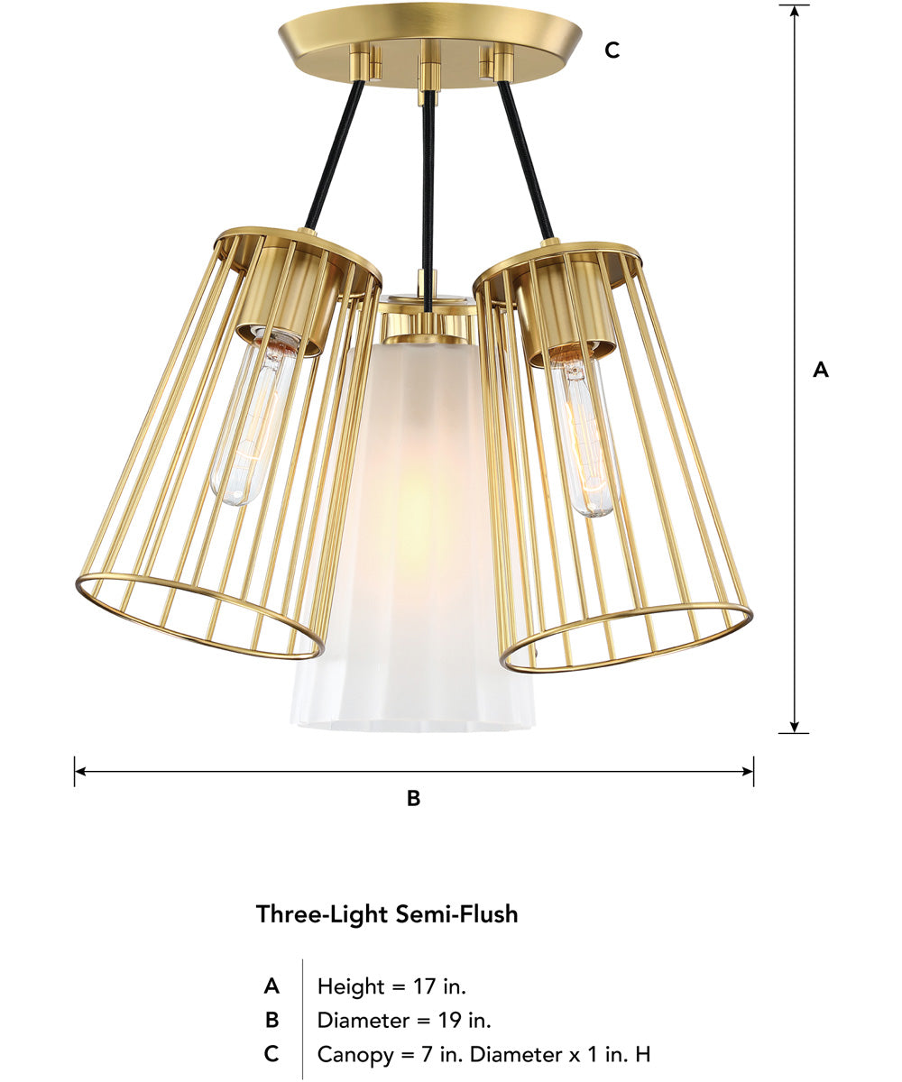 Liana 4 Light Semi Flush Mount Brushed Gold