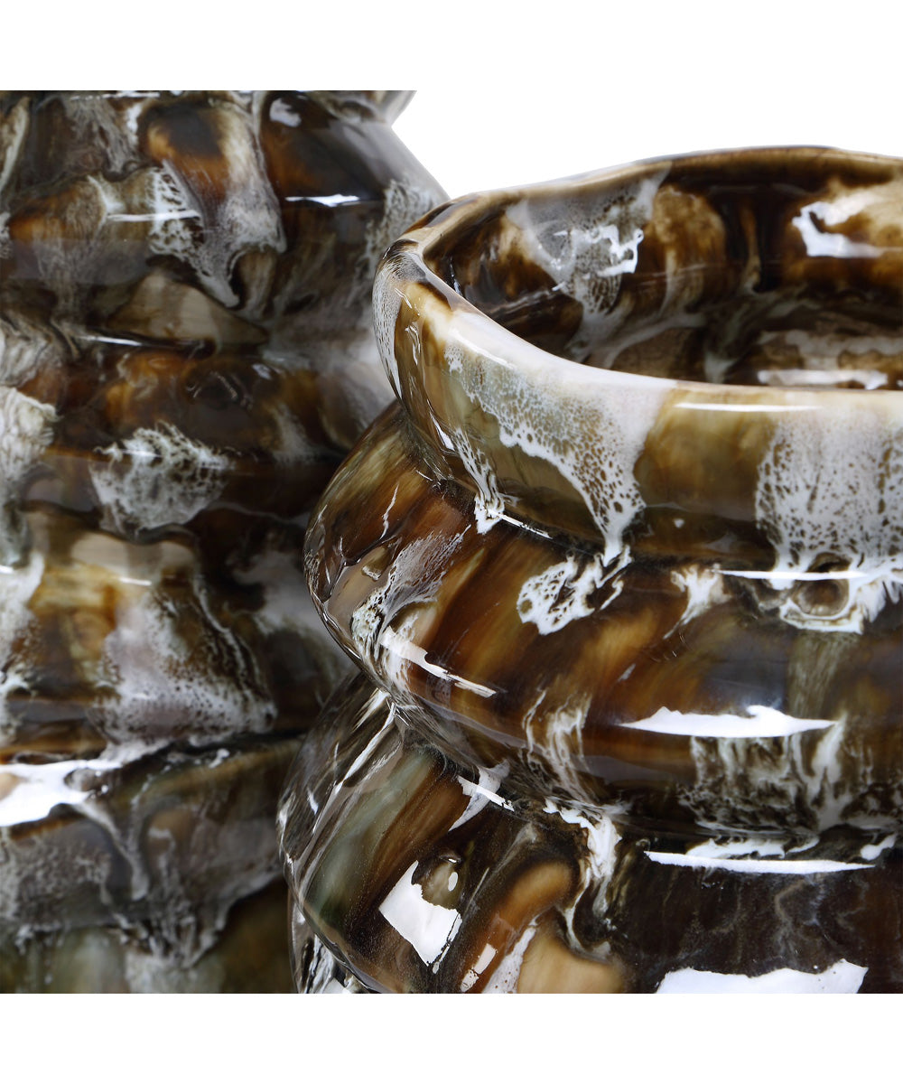 Cuoco Glazed Brown Vases, Set of 2