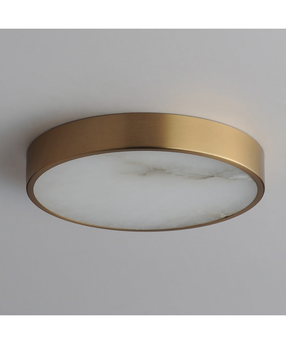 Slab 7 inch LED Alabaster Flush Mount Natural Aged Brass