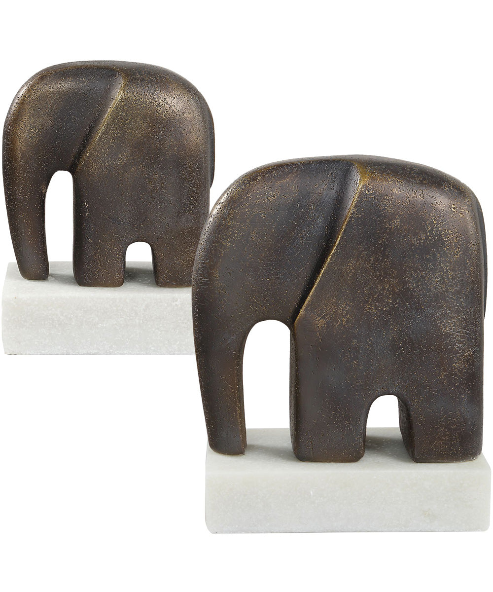 Timeless Tusk Bronze Sculptures Set of 2