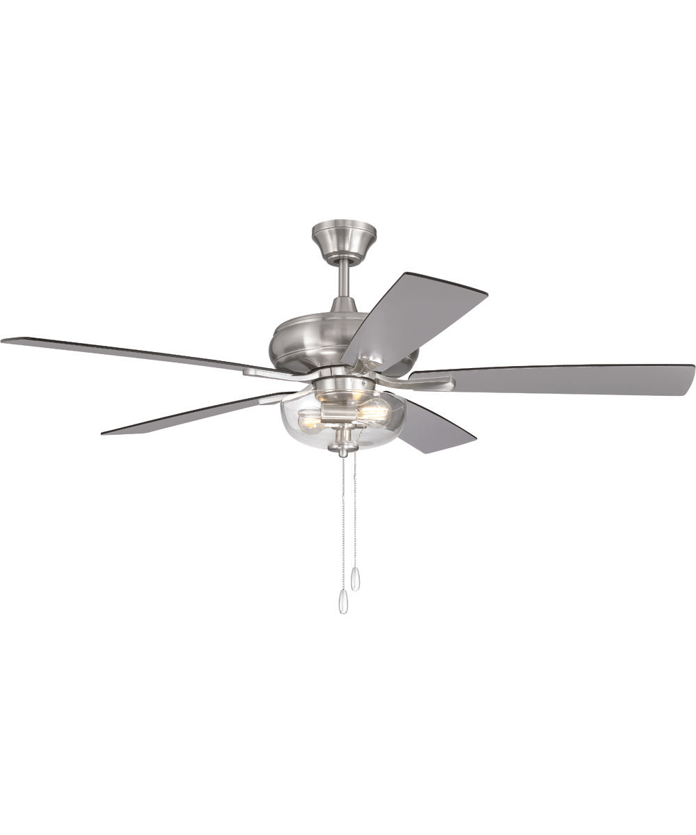 EOS 2 Light Clear Bowl 52" Ceiling Fan 2-Light Fan Brushed Polished Nickel