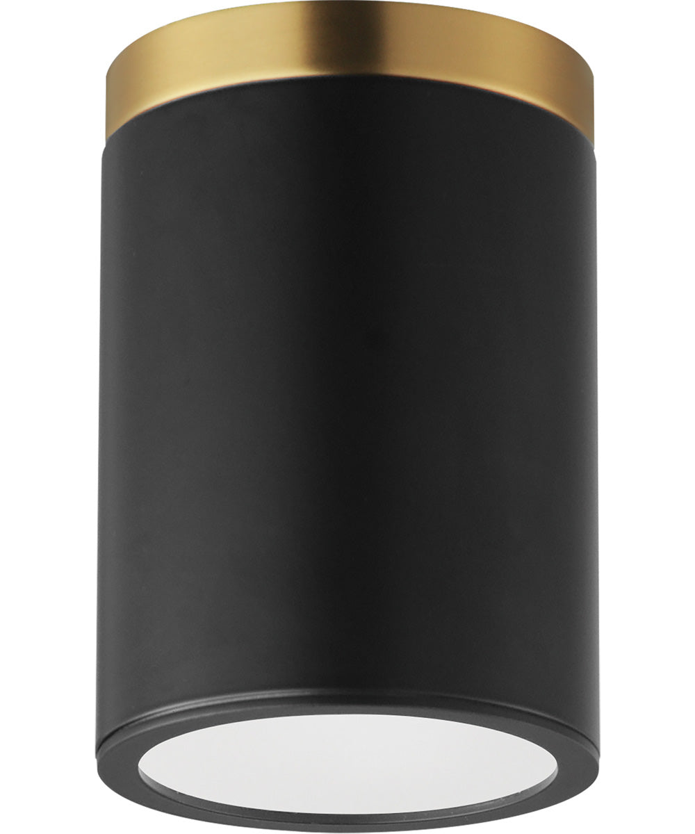 Dapper 1-Light Flush Mount Black / Antique Brass