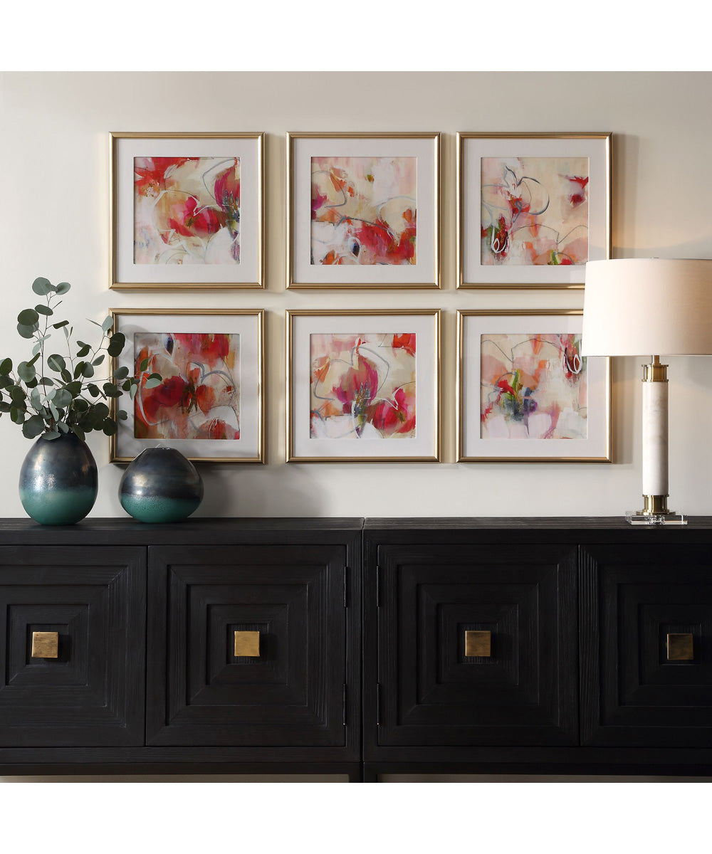 Fresh Start Red Abstract Prints, Set of 6