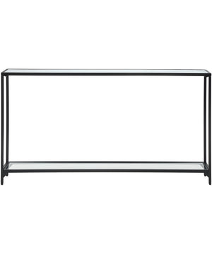 Console Table with Mirrored Shelves in Satin Black