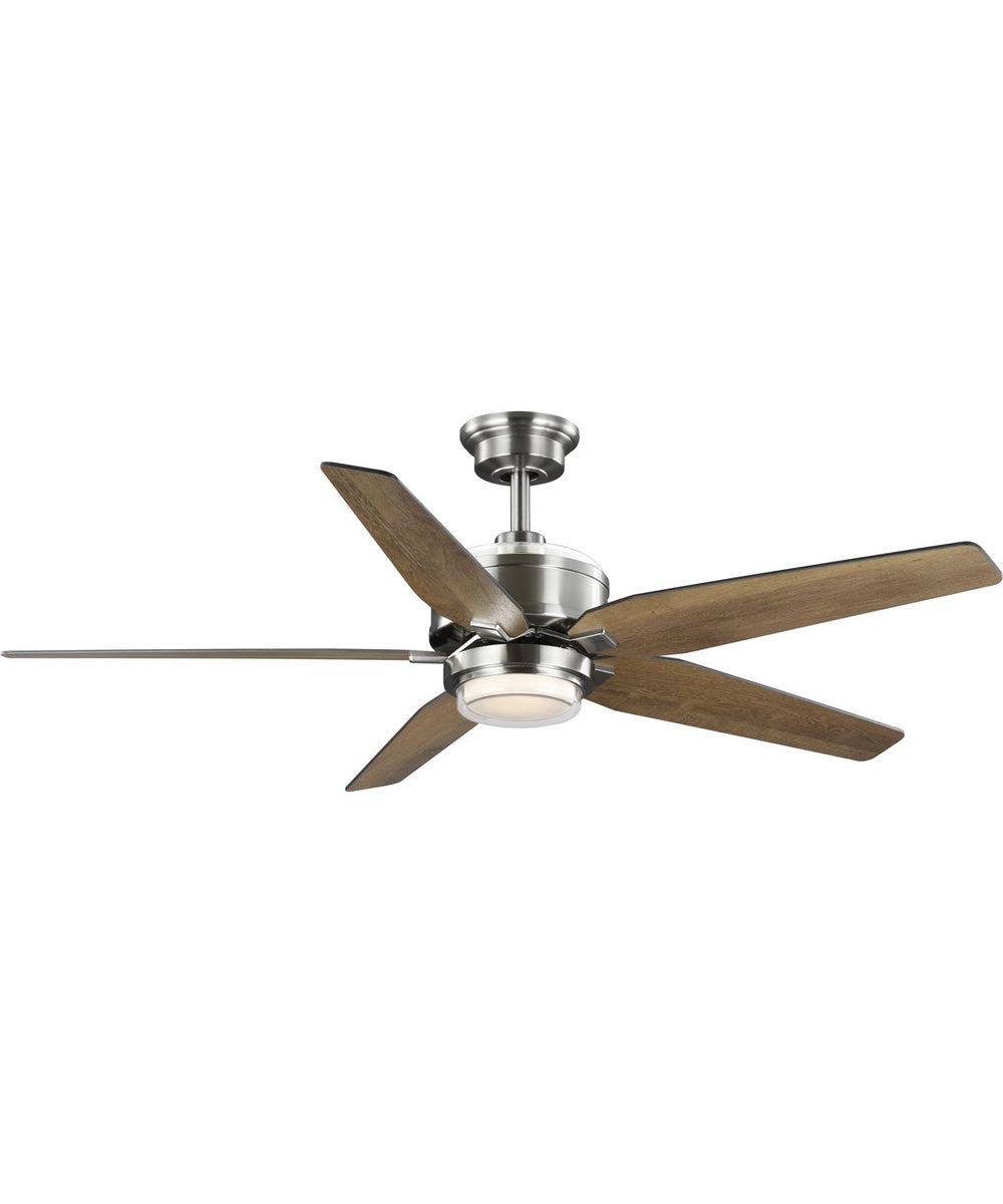 Byars 54" 5-Blade Integrated LED Indoor Ceiling Fan with Light Kit White Opal Shade Remote Control Brushed Nickel